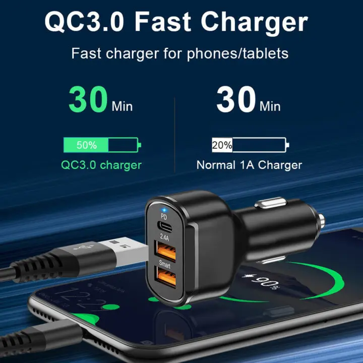 Универсальное автомобильное зарядное устройство с двумя USB-портами, 30 Вт, 2,4 А
Универсальное автомобильное зарядное устройство с двумя USB-портами, 30 Вт, 2,4 А