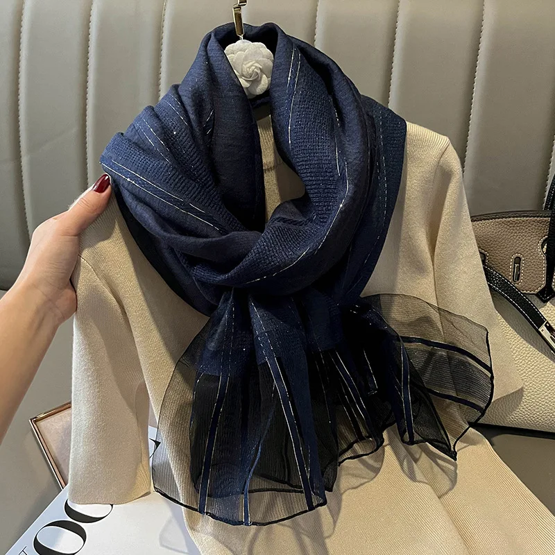 

Fsahion Spring New Silk wool Shawls Scarf for Women Beach Stoles Foulard Female Hijab Thin Bufanda Scarves Luxury Pashmina Wraps