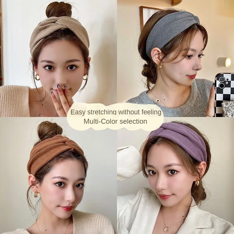 

Women Headband Twist Turban Solid Wide Knitted Knotted Yoga Twisted Hairband Accessories For Turban Bandage Bandanas Hair Bands