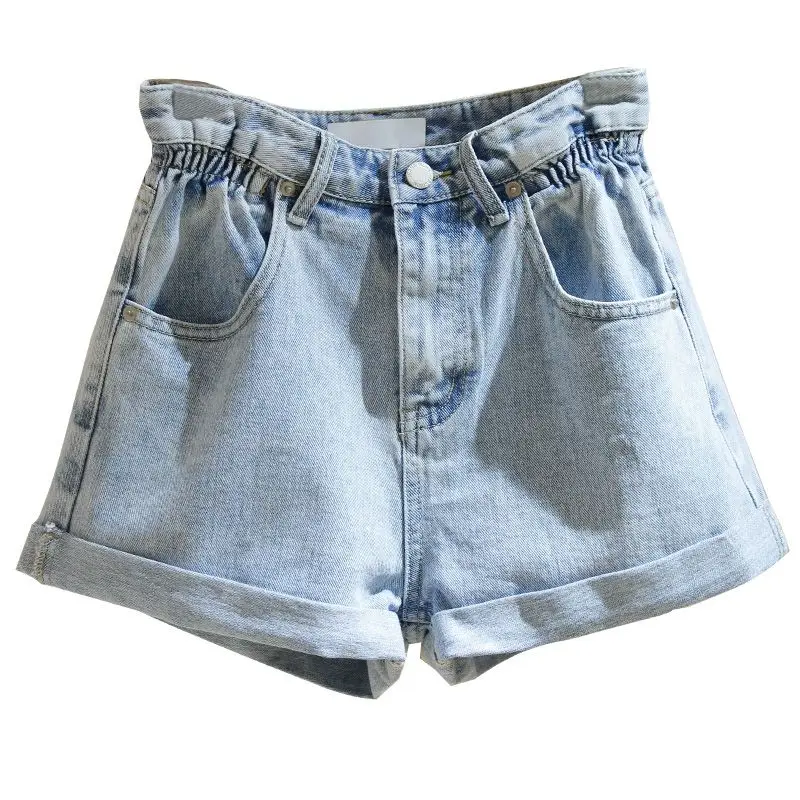 

High-waisted Bud Denim Shorts Women's Loose 2022 Summer New All-match Thin Curly A-line Wide-leg Hot Pants Trend