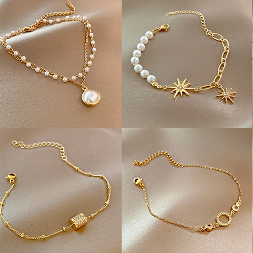 LuxHoney Korean Fashion Gold Plated Pearl Rhinestone Heart Star Butterfly Charm Pendant Chain Bracelet for Women Girls In Party
LuxHoney Korean Fashion Gold Plated Pearl Rhinestone Heart Star Butterfly Charm Pendant Chain Bracelet for Women Girls In Party