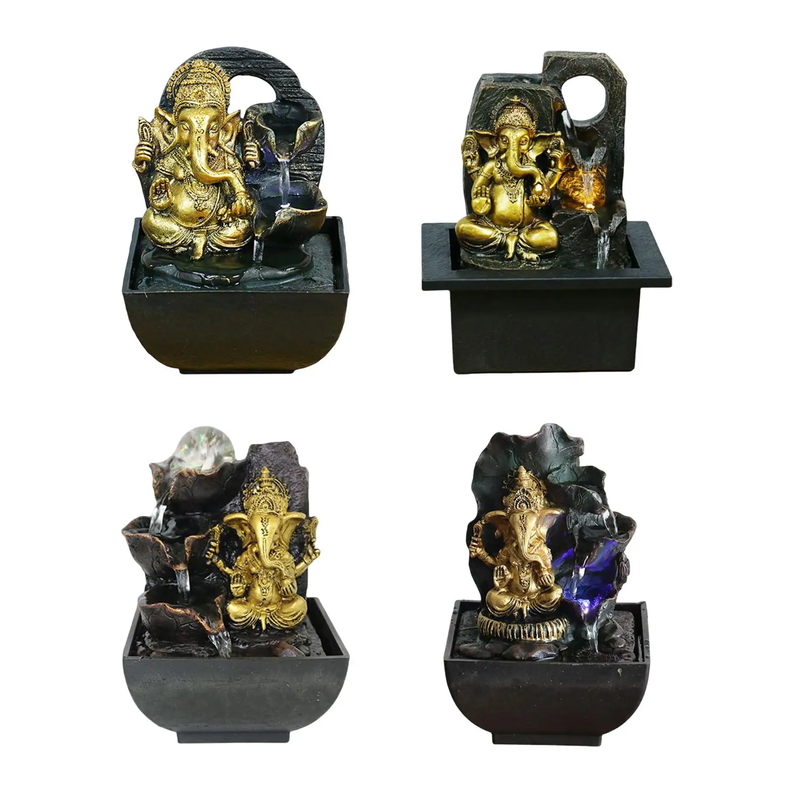 Ganesha Statue Tabletop Fountain Buddha Sculpture Figurine with LED with Pump for Desktop Relaxation Temple Decorative Accent
Ganesha Statue Tabletop Fountain Buddha Sculpture Figurine with LED with Pump for Desktop Relaxation Temple Decorative Accent