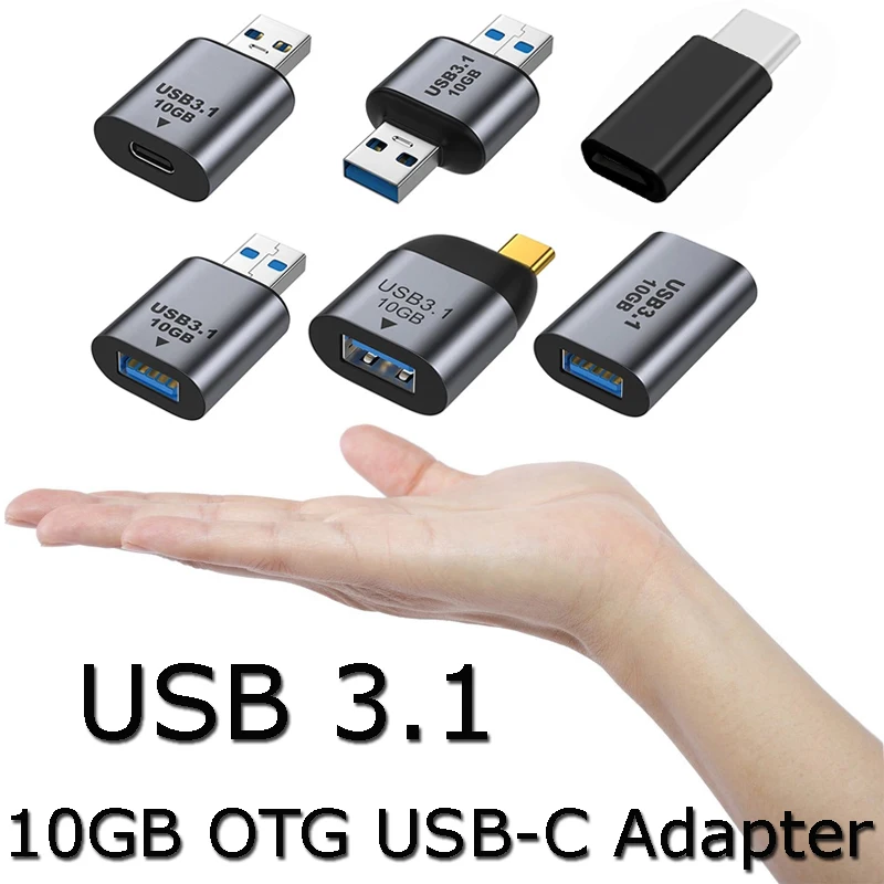 Металлический адаптер USB C 3 1 OTG 10 Гбит/с для быстрой передачи данных Type-C 3A зарядный