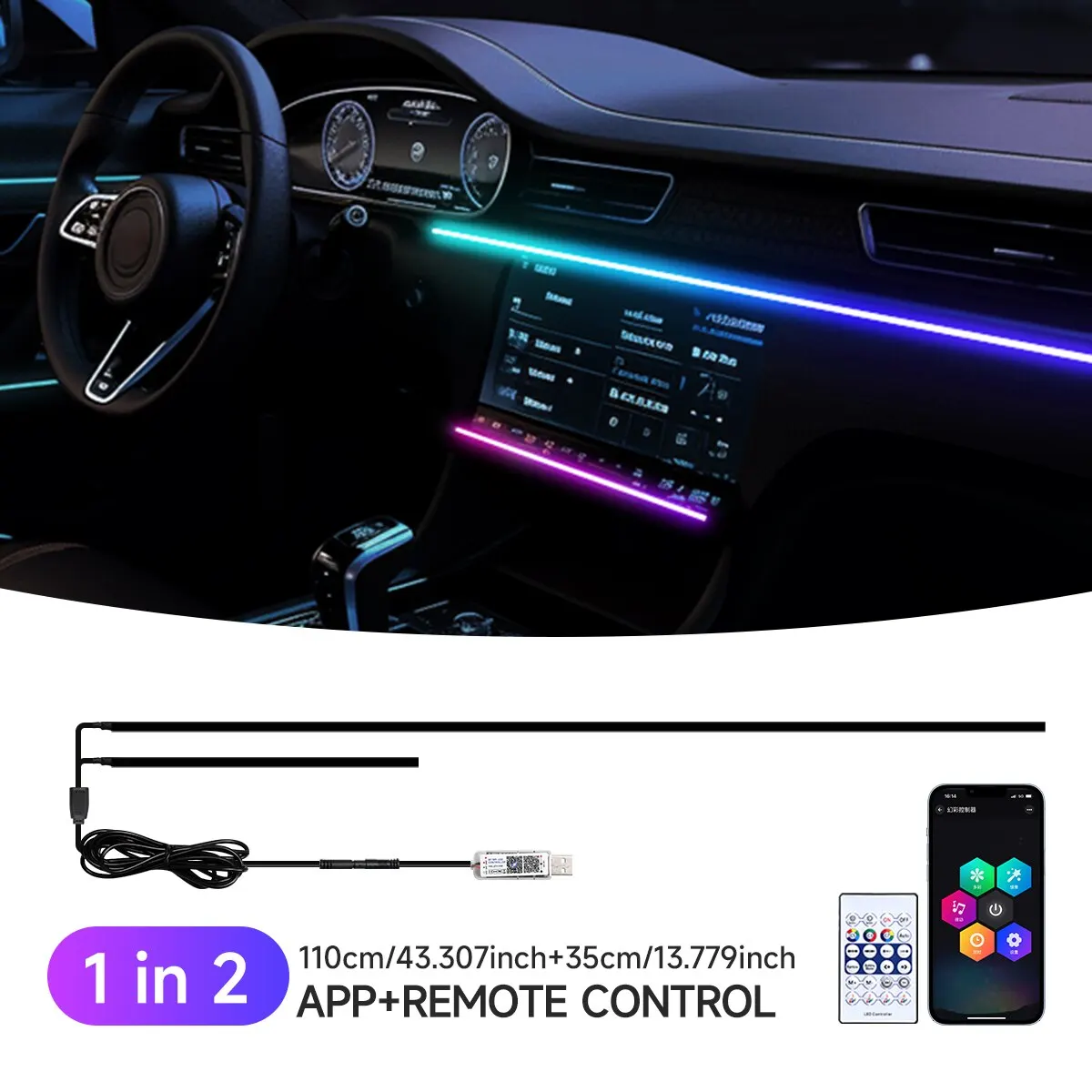 64-цветная RGB-лампа Для Интерьера Автомобиля, USB-питание, Акриловая Полоса 110 См С Пультом ДУ
64-цветная RGB-лампа Для Интерьера Автомобиля, USB-питание, Акриловая Полоса 110 См С Пультом ДУ