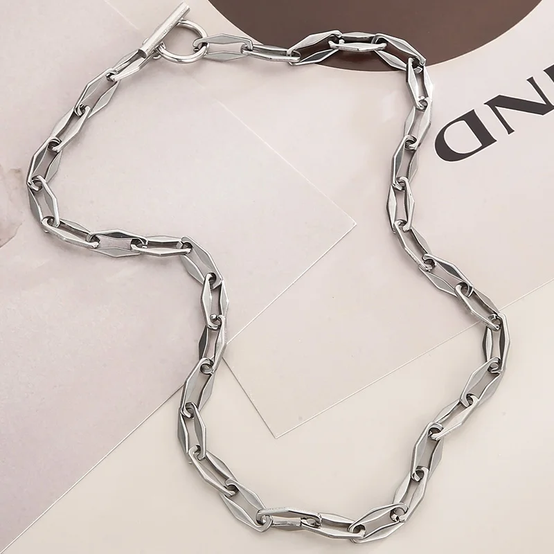 

Simple Rhombus Stainless Steel Necklace For Men/Women Viking OT Clasp Link Chain Hip Hop Long Choker Unisex Jewelry Wholesale