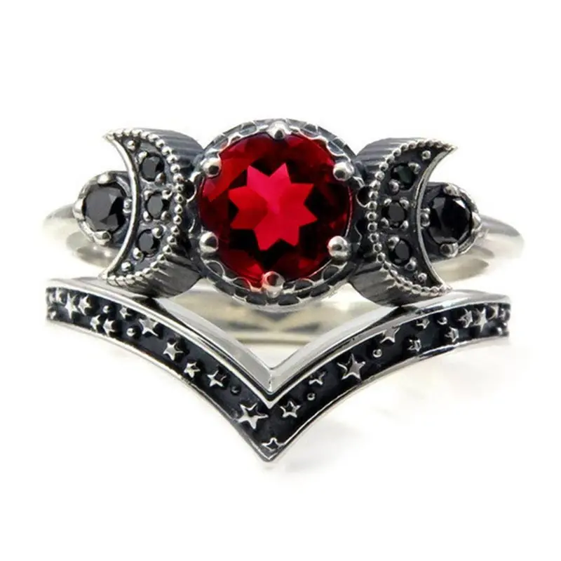Vintage Black Gold Color Moon Rings Set for Women Luxury Red Crystal Women's Promise Ring Wholesale Wedding Jewelry Accessories
Vintage Black Gold Color Moon Rings Set for Women Luxury Red Crystal Women's Promise Ring Wholesale Wedding Jewelry Accessories