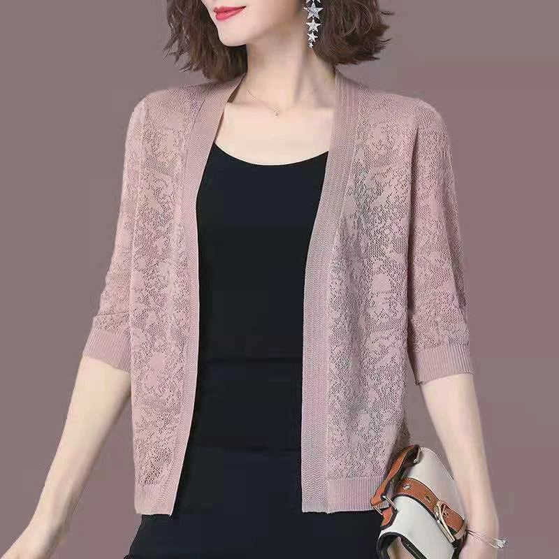 New Oversized 2xl Summer Knit Cardigan Jackets Half Sleeve Lace Knitwears Coats Korean Elegant Trendy Hollow Out Sunscreen Tops
New Oversized 2xl Summer Knit Cardigan Jackets Half Sleeve Lace Knitwears Coats Korean Elegant Trendy Hollow Out Sunscreen Tops