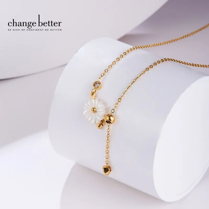 Change Better Stainless Steel Jewelry For Women Natural White Shell Carved Daisy Flower Pendant Necklace Gold Color Chain Choker
Change Better Stainless Steel Jewelry For Women Natural White Shell Carved Daisy Flower Pendant Necklace Gold Color Chain Choker