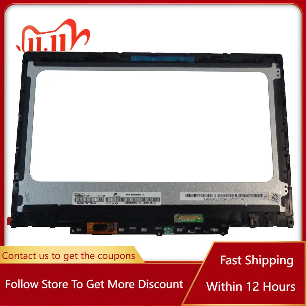 

11.6 Inch For Lenovo Chromebook 11 300e 2nd Gen (Touch) LCD TouchScreen P/N: 5D10T79505 HD 1366x768 Laptop Display Panel