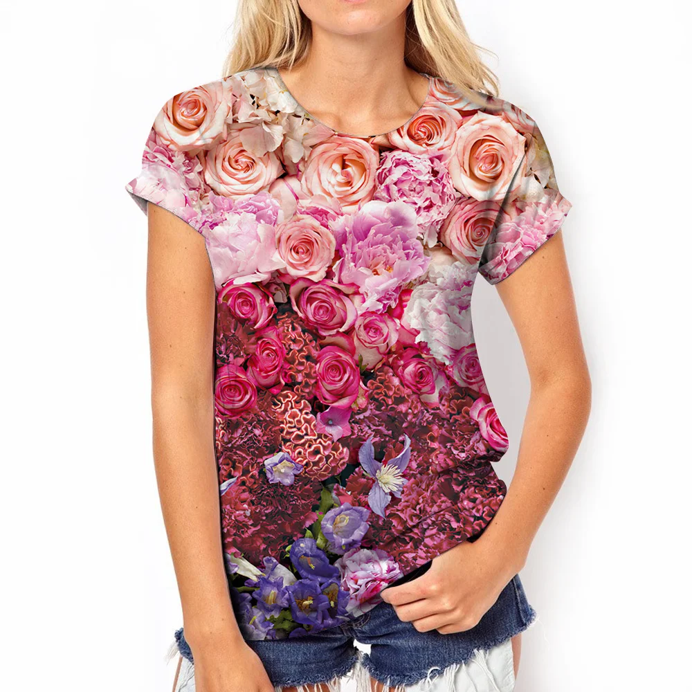 Fashion Women's T Shirt Rose Flower Print Short Sleeve Tops Casual V-neck Ladise Y2k Clothes Summer Oversized Clothing For Girls
Fashion Women's T Shirt Rose Flower Print Short Sleeve Tops Casual V-neck Ladise Y2k Clothes Summer Oversized Clothing For Girls