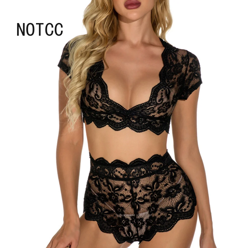 NOTCC Plus Floral Embroidery Black Tops with Panty Lace Set for Women Sexy Lingerie Underwear Two Piece Set
NOTCC Plus Floral Embroidery Black Tops with Panty Lace Set for Women Sexy Lingerie Underwear Two Piece Set