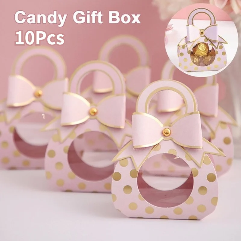 

10 шт./лот коробка для свадебных сувениров и пакеты Коробки для шоколадных конфет для свадьбы, Baby Shower, гостей на день рождения, сувениры, вечер...