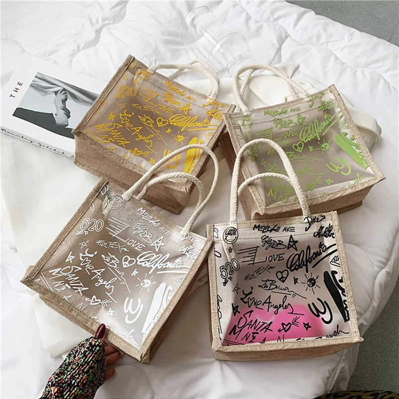 Clear Graffiti Handbag Linen PVC Transparent Women Fashion Shoulder Beach Jelly Purse Tote 2022 Trend Brand Clutch Small Bags
Clear Graffiti Handbag Linen PVC Transparent Women Fashion Shoulder Beach Jelly Purse Tote 2022 Trend Brand Clutch Small Bags