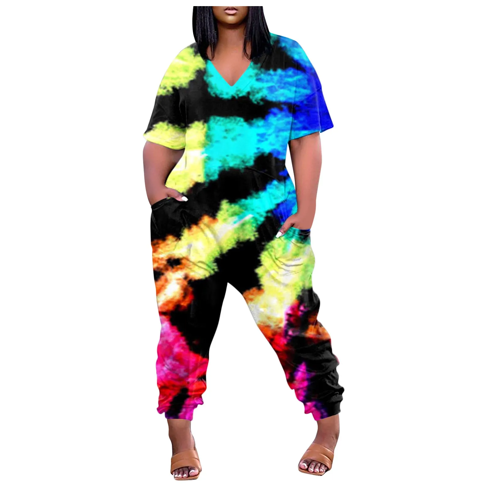 Ladies Plus Size Jumpsuit Loose Casual Short Sleeve V Neck Printed Pocket Jumpsuit Comfortable Lightweight Jumpsuit Tienda Traf
Ladies Plus Size Jumpsuit Loose Casual Short Sleeve V Neck Printed Pocket Jumpsuit Comfortable Lightweight Jumpsuit Tienda Traf