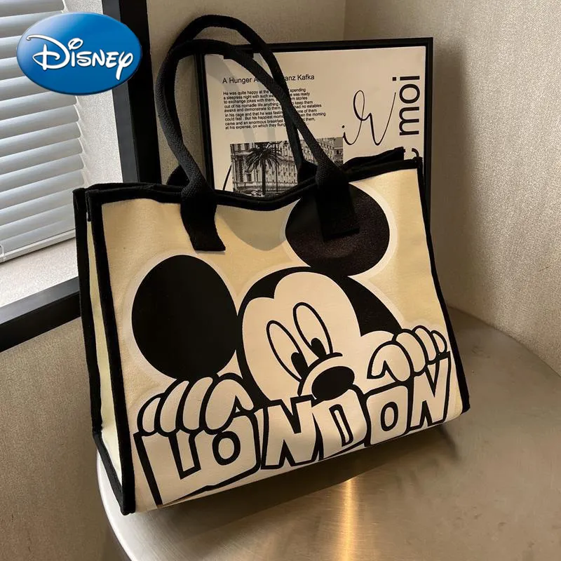 

Disney New Mickey Canvas Bag Women's Versatile Casual Shoulder Bag Commuter Handbag Large Capacity Multifunctional Mommy Bag