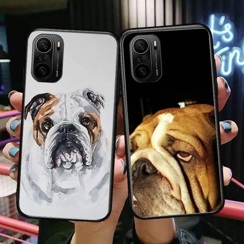 

English Bulldog painting Phone Case For xiaomi redmi POCO F1 F2 F3 X3 Pro M3 9C 10T Lite NFC Black Cover Silicone Back Prett mi