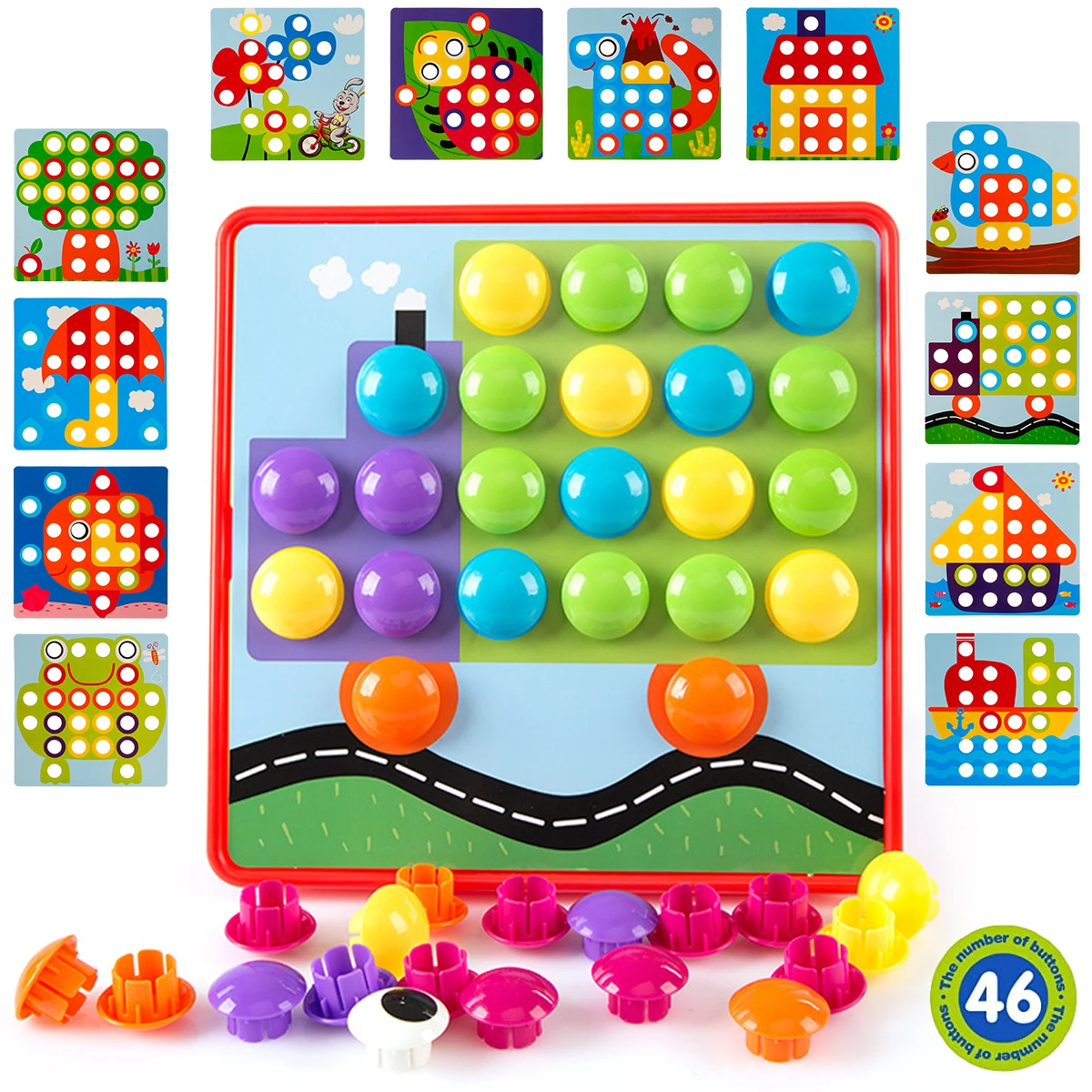 Button Art Toys Baby Educational Button Pegboard Puzzles Set 12 Pictures 46 Buttons Montessori Toys Reusable Color Matching
Button Art Toys Baby Educational Button Pegboard Puzzles Set 12 Pictures 46 Buttons Montessori Toys Reusable Color Matching