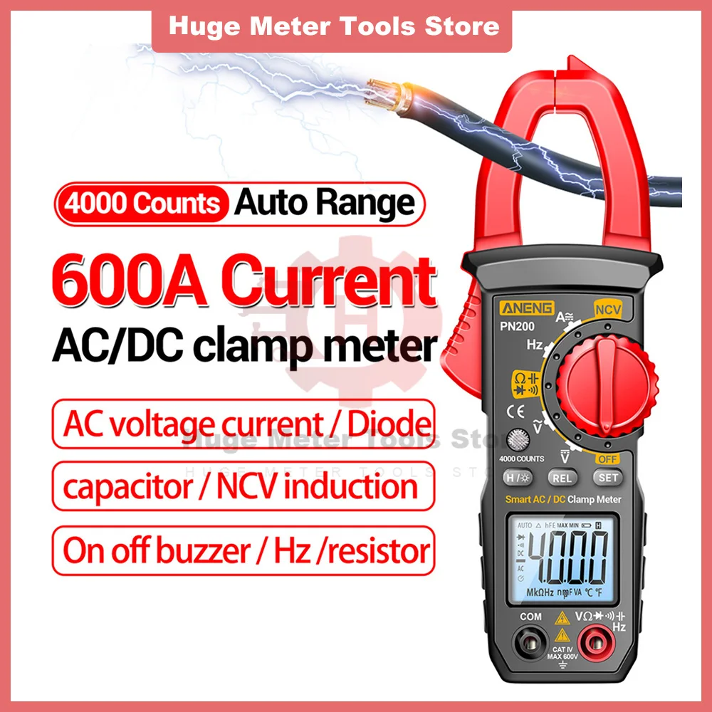 PN200 Digital Clamp Meter Multimeter DC/AC 600A Current 4000 Counts Voltage Ammeter Tester for Car Hz Capacitance NCV Ohm Test
PN200 Digital Clamp Meter Multimeter DC/AC 600A Current 4000 Counts Voltage Ammeter Tester for Car Hz Capacitance NCV Ohm Test