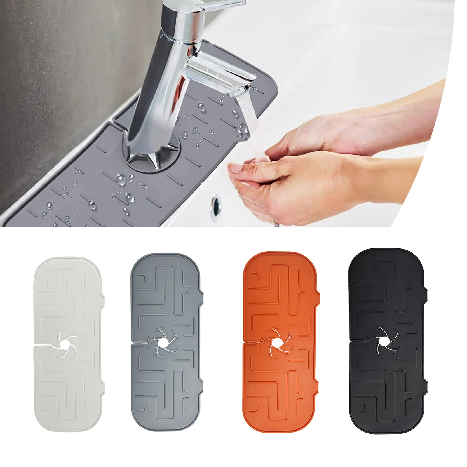 

Silicone Faucet Absorbent Mat Sink Splash Guard Drain Pad Water Splash Catcher Mats Sink Countertop Protector Kitchen Gadgets
