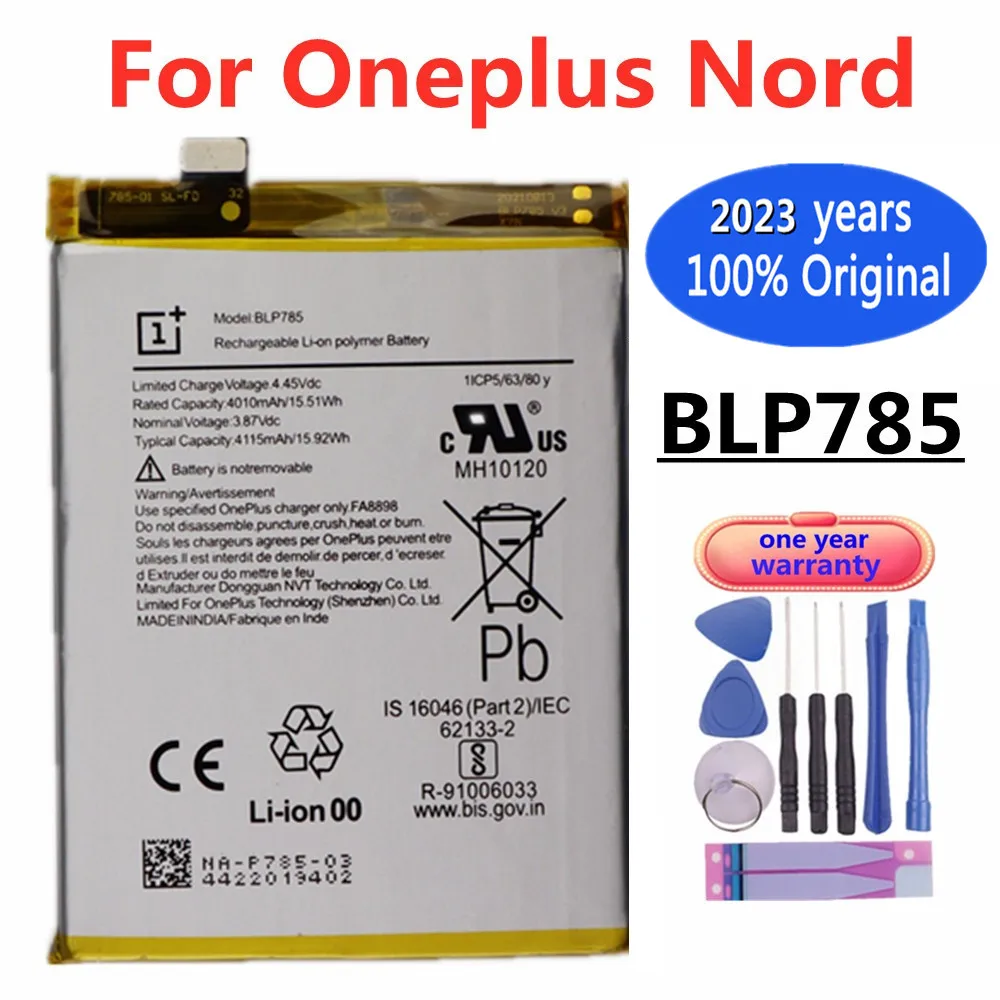 2023 год, высокое качество, оригинальный аккумулятор BLP785 для телефона One Plus OnePlus Nord, 4115 мАч + Инструменты
2023 год, высокое качество, оригинальный аккумулятор BLP785 для телефона One Plus OnePlus Nord, 4115 мАч + Инструменты