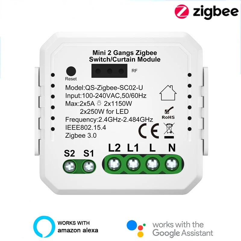 Модуль переключателя Zigbee или модуль занавески 2 в 1, автоматизация Tuya Smart Life Home, совместим с Alexa Google Home
Модуль переключателя Zigbee или модуль занавески 2 в 1, автоматизация Tuya Smart Life Home, совместим с Alexa Google Home