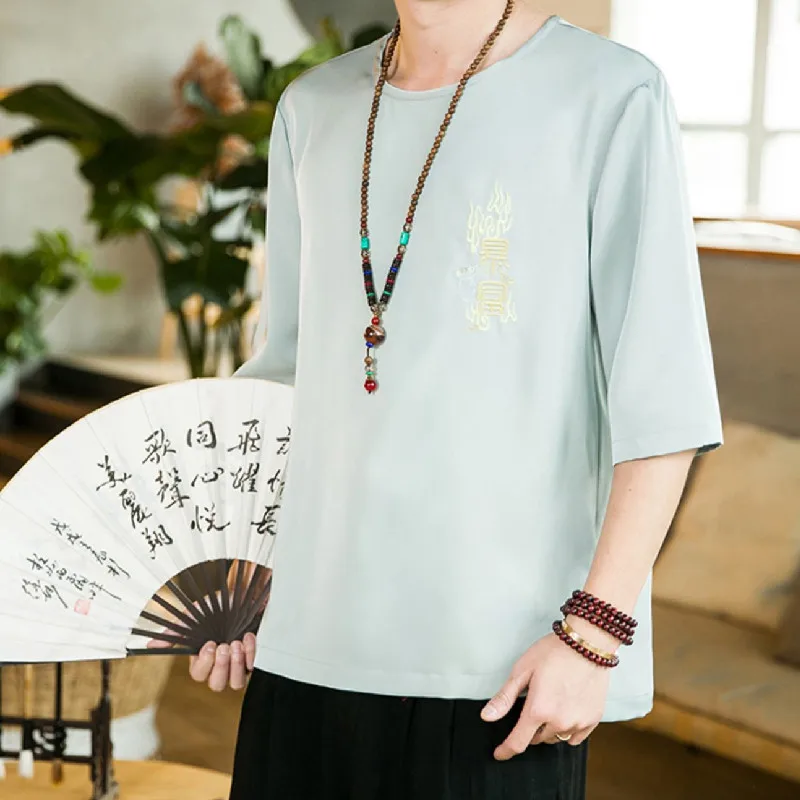 Летний костюм Тан в китайском стиле, тонкая шифоновая футболка с вышивкой из ледяного шелка, Мужской Свободный Топ большого размера с корот...
Летний костюм Тан в китайском стиле, тонкая шифоновая футболка с вышивкой из ледяного шелка, Мужской Свободный Топ большого размера с корот...