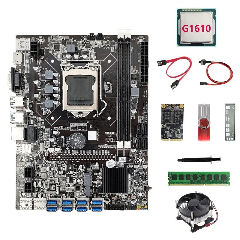 Материнская плата B75 ETH Miner 8xusb + G1610 CPU + DDR4 4G RAM + 128G SSD + 64G USB драйвер + вентилятор + SATA кабель + коммутационный кабель + термопаста
Материнская плата B75 ETH Miner 8xusb + G1610 CPU + DDR4 4G RAM + 128G SSD + 64G USB драйвер + вентилятор + SATA кабель + коммутационный кабель + термопаста