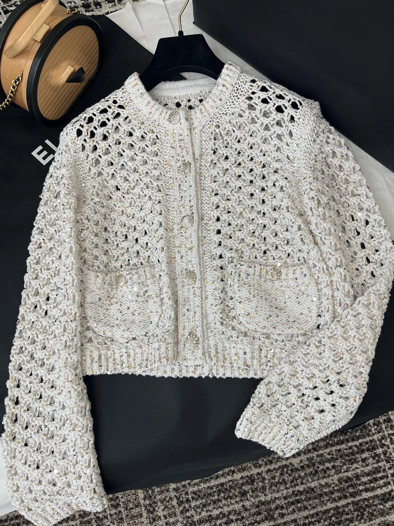 Sequin Weave Handmade Hollow Out Coat Female Cardigan Sexy Sweater Knitted Crochet Jacket Women
Sequin Weave Handmade Hollow Out Coat Female Cardigan Sexy Sweater Knitted Crochet Jacket Women