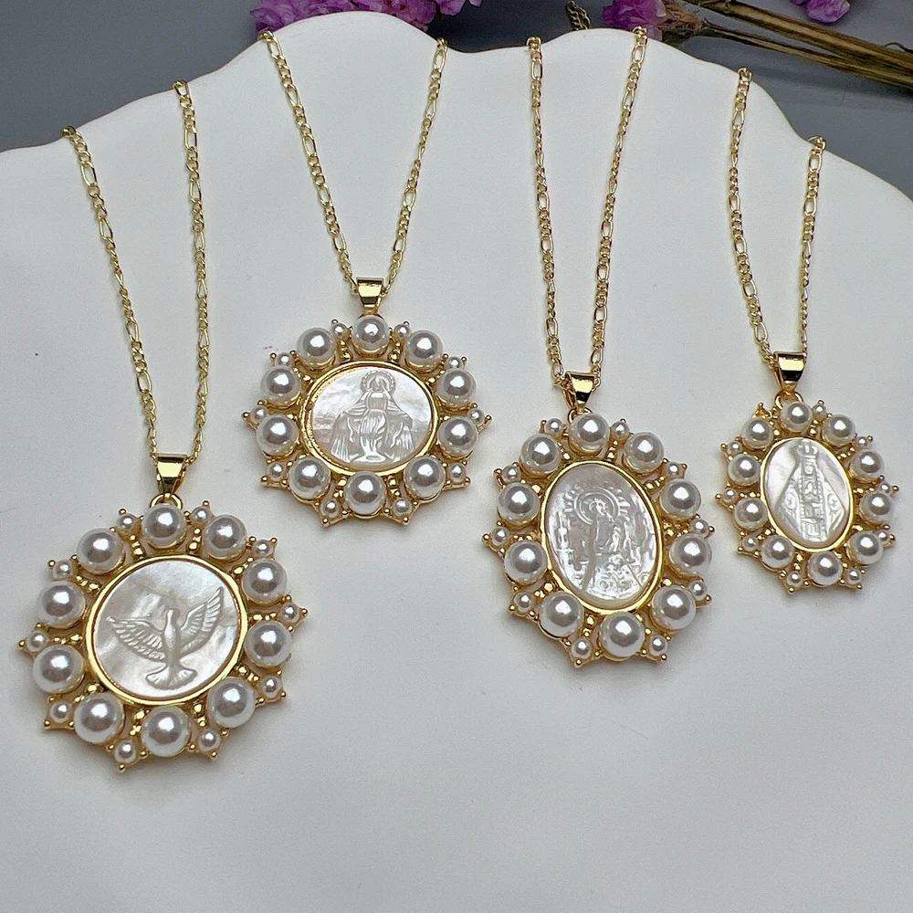 Religious Medal Guadalupe Virgin Mary Peace Dove Necklace Women Jewelry Mother Pearl Shell Pendant Charm Figaro Neck For Female
Religious Medal Guadalupe Virgin Mary Peace Dove Necklace Women Jewelry Mother Pearl Shell Pendant Charm Figaro Neck For Female