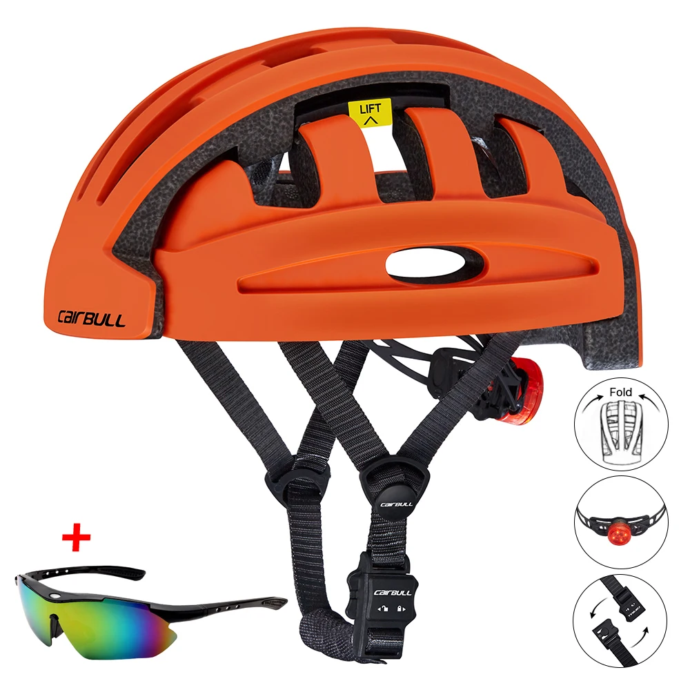 

Складной горный велосипедный шлем с задним фонарем для мужчин и женщин, регулируемые велосипедные защитные шлемы, дышащий велосипедный гон...