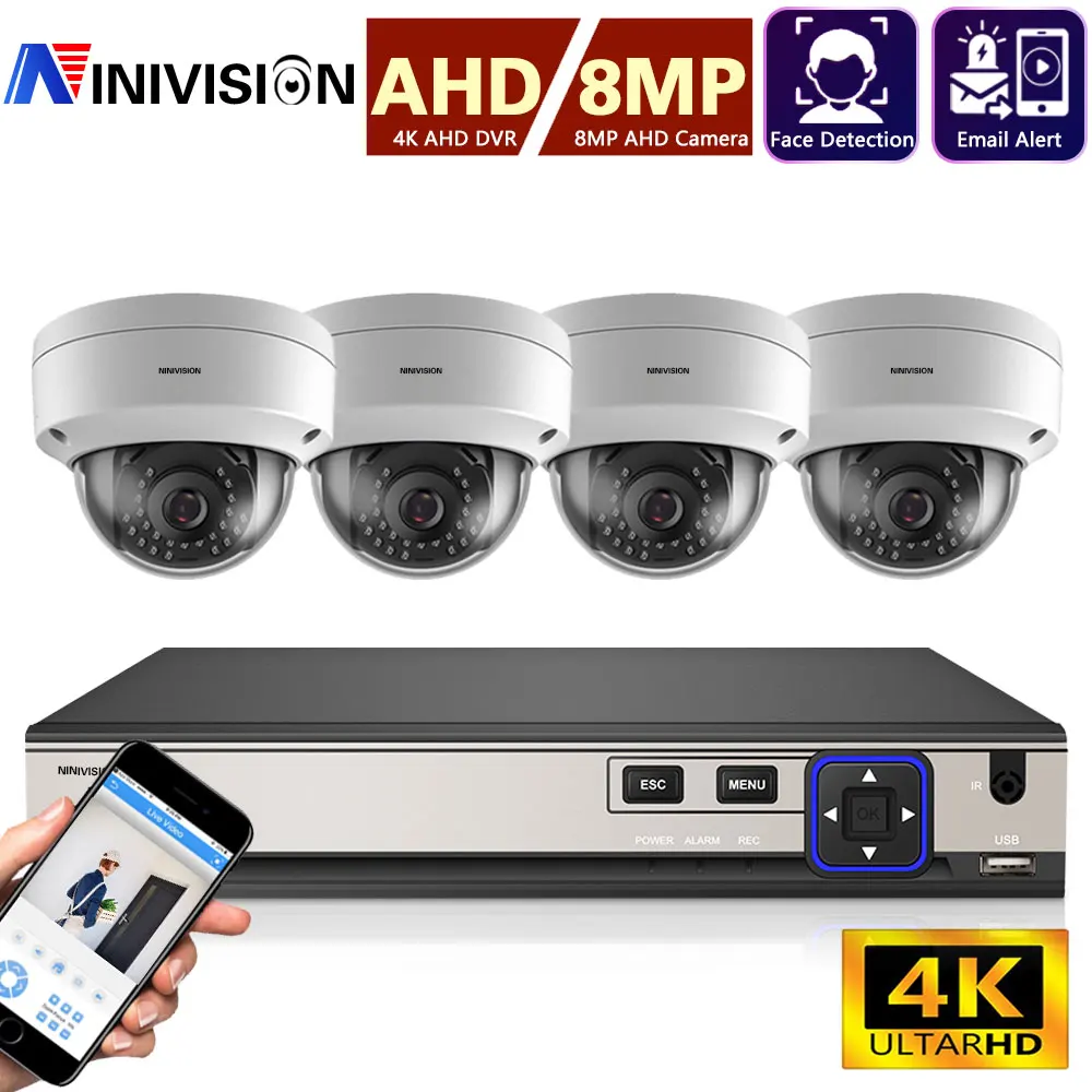 CCTV AHD Security Camera System 4CH 4K DVR Kit Outdoor Indoor Home Monitoring Camera System 8MP XMEYE Video Surveillance Kit P2P
CCTV AHD Security Camera System 4CH 4K DVR Kit Outdoor Indoor Home Monitoring Camera System 8MP XMEYE Video Surveillance Kit P2P