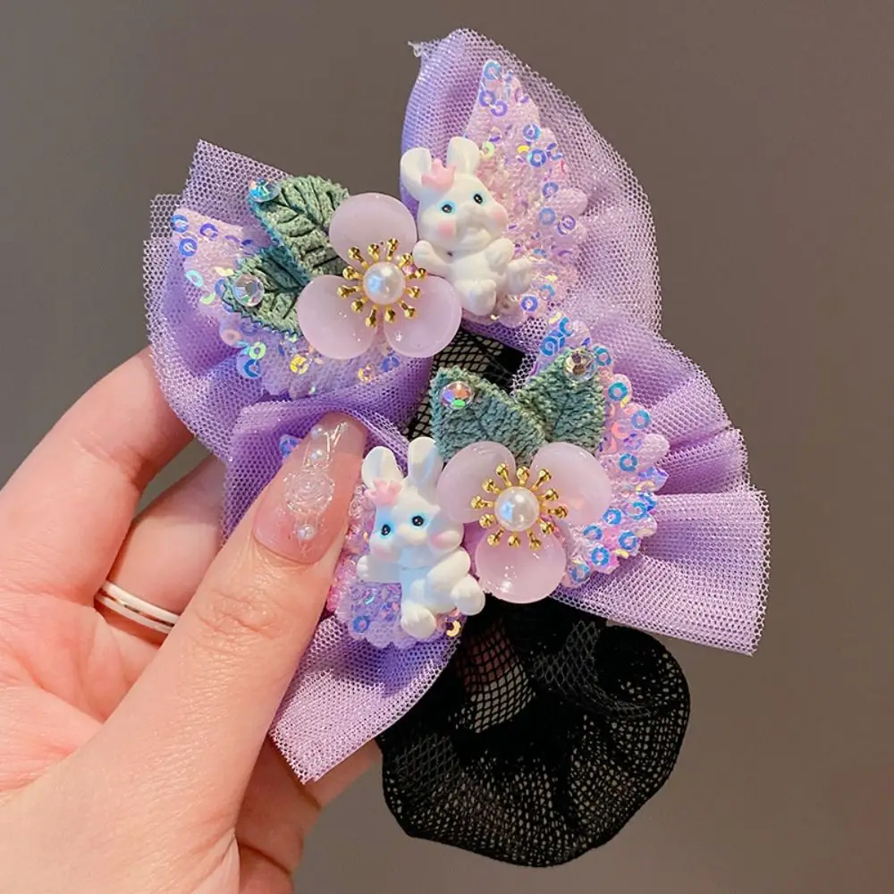 

Rabbit Bow Snood Spring Clip Hair Nets For Latin Dance Invisible Dancing Bun Hair Styling Tool Suitable For Children Girls
