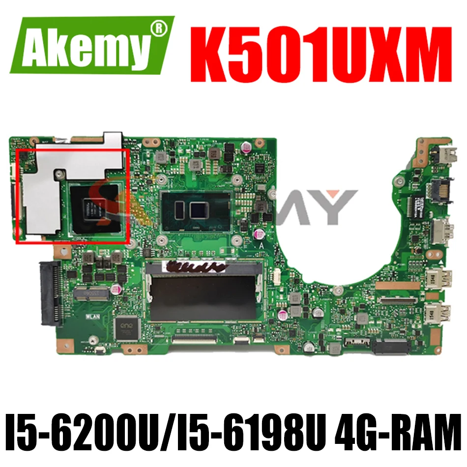 Akemy K501UXM Laptop motherboard For Asus K501UW K501UXM K501UQ original mainboard 4G-RAM I5-6200U/I5-6198U GTX950M-2GB
Akemy K501UXM Laptop motherboard For Asus K501UW K501UXM K501UQ original mainboard 4G-RAM I5-6200U/I5-6198U GTX950M-2GB