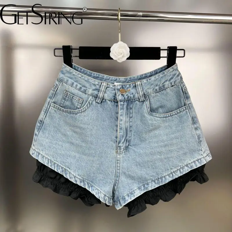 GetSpring Women Denim Pants 2022 Summer Lace Patchwork Elastic Color Matching Fake Two Blue Jean Shorts High Waist All Match New
GetSpring Women Denim Pants 2022 Summer Lace Patchwork Elastic Color Matching Fake Two Blue Jean Shorts High Waist All Match New