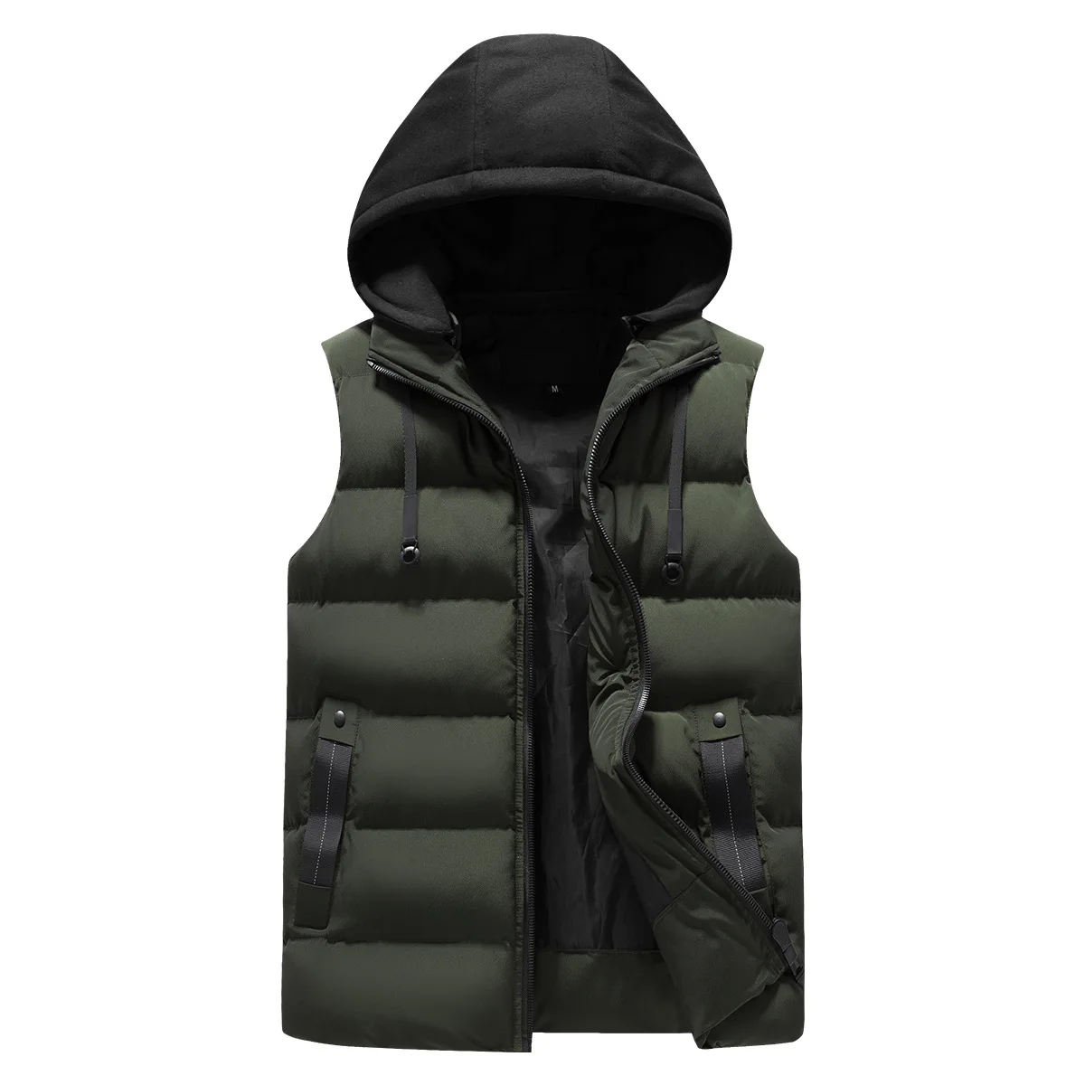 

MOONBIFFY Men Sleeveless Jacket Vest Male Down Thick Hooded Coats Soft Vests Male Work Waistcoat Coldproof Warm Mens Winter Vest