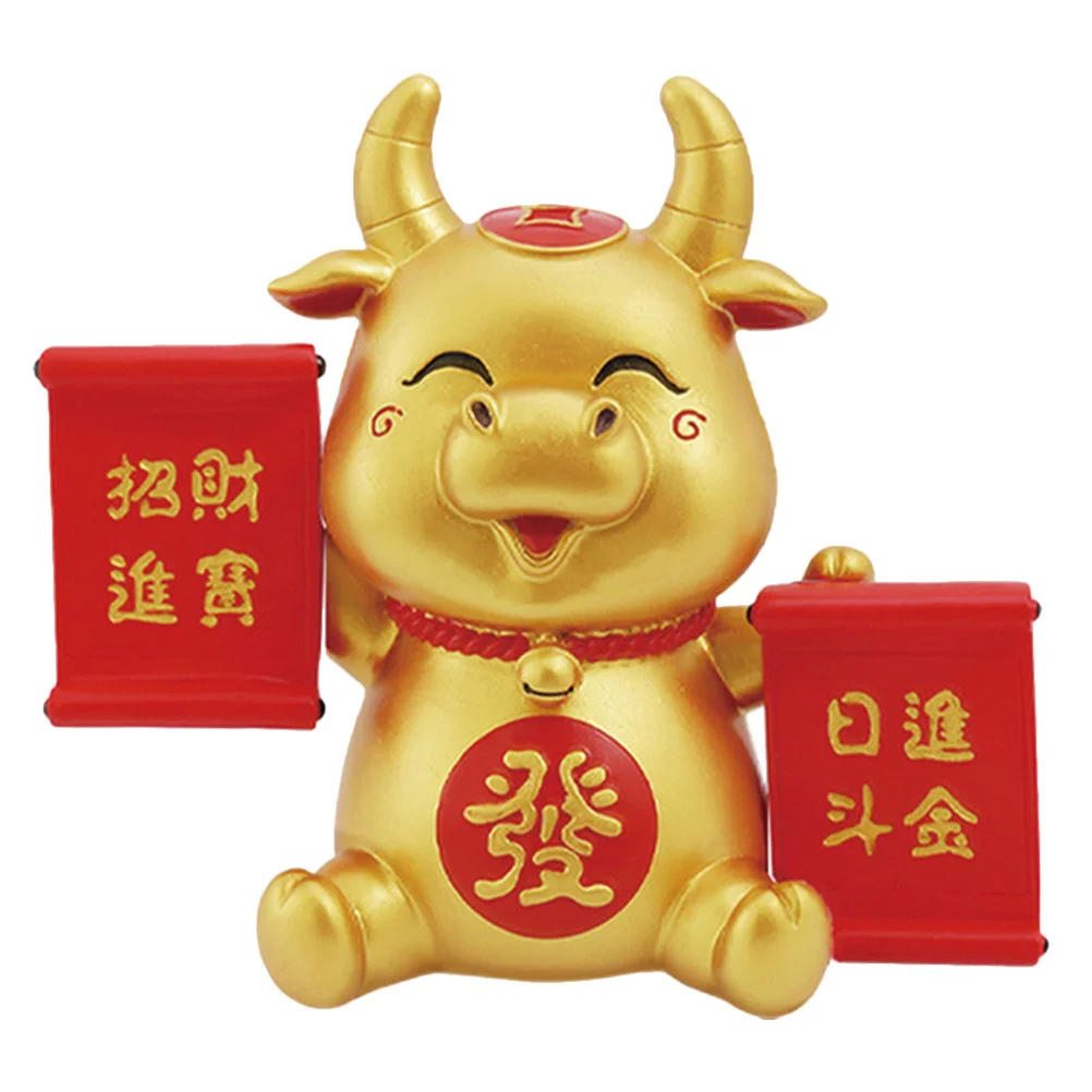 

Bank Money Gift Ox Cow Coin Animal Year Zodiac Statue Piggy Box Chinese Figurine Saving Birthday Party Pot New Shui Feng Figure