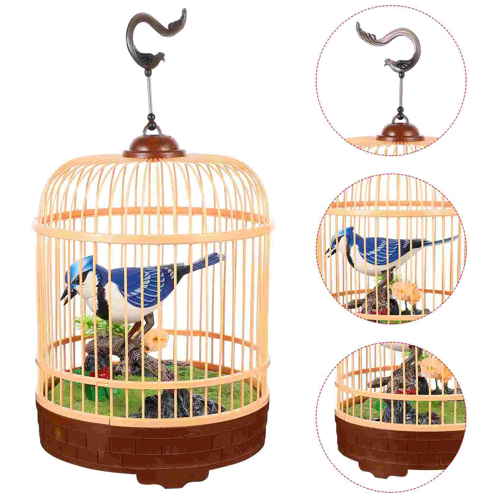 

Voice-Controlled Fake Bird Desktop Toy Will Move Plaything Plastic Activated Chirping Simulation Singing