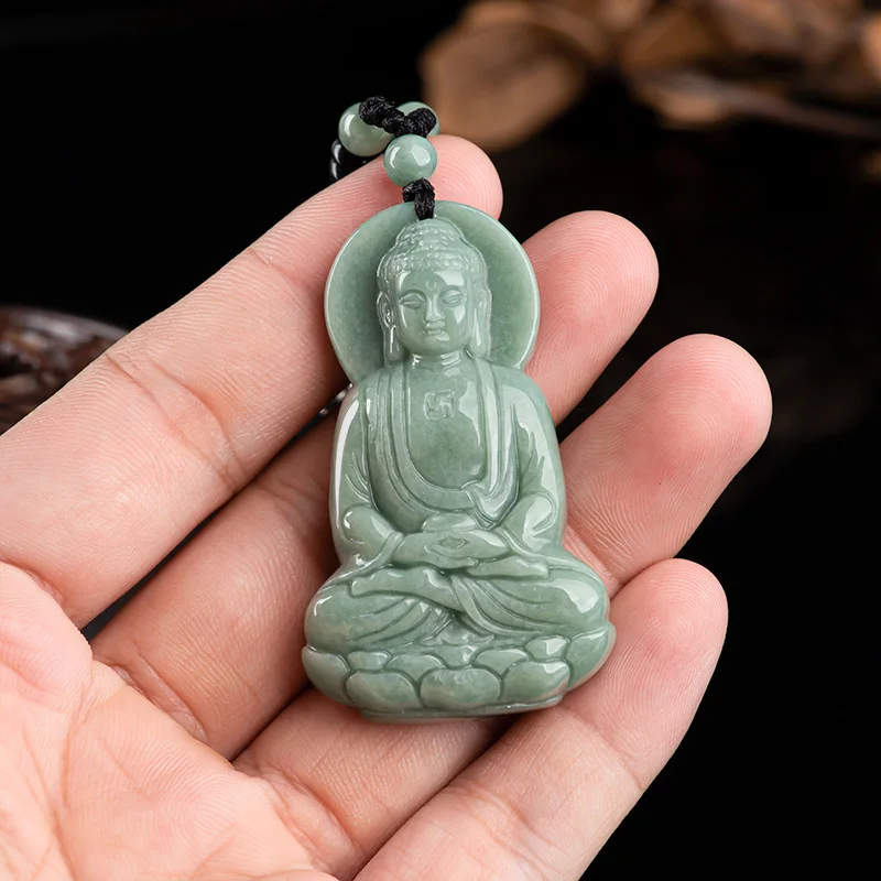 

Burmese Jade Buddha Pendant Green Natural Men Jewelry Man Gift Emerald Vintage Amulet Necklace Jadeite Carved Designer