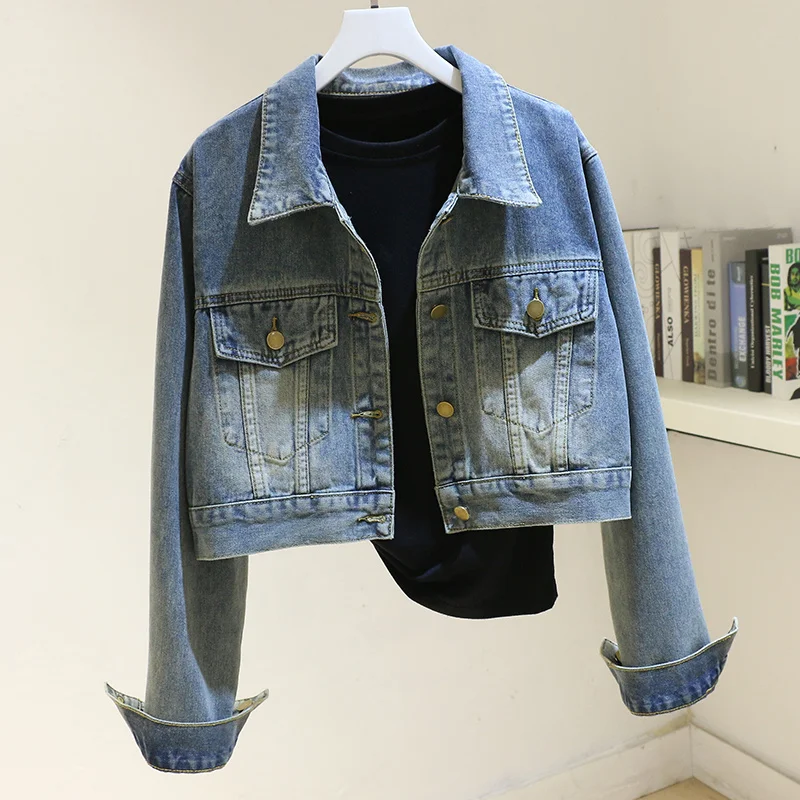 Vintage Blue Big Pocket Denim Jackets Women Loose Casual Short Cowboy Outerwear Autumn Korean Long Sleeve Jeans Jacket Female
Vintage Blue Big Pocket Denim Jackets Women Loose Casual Short Cowboy Outerwear Autumn Korean Long Sleeve Jeans Jacket Female