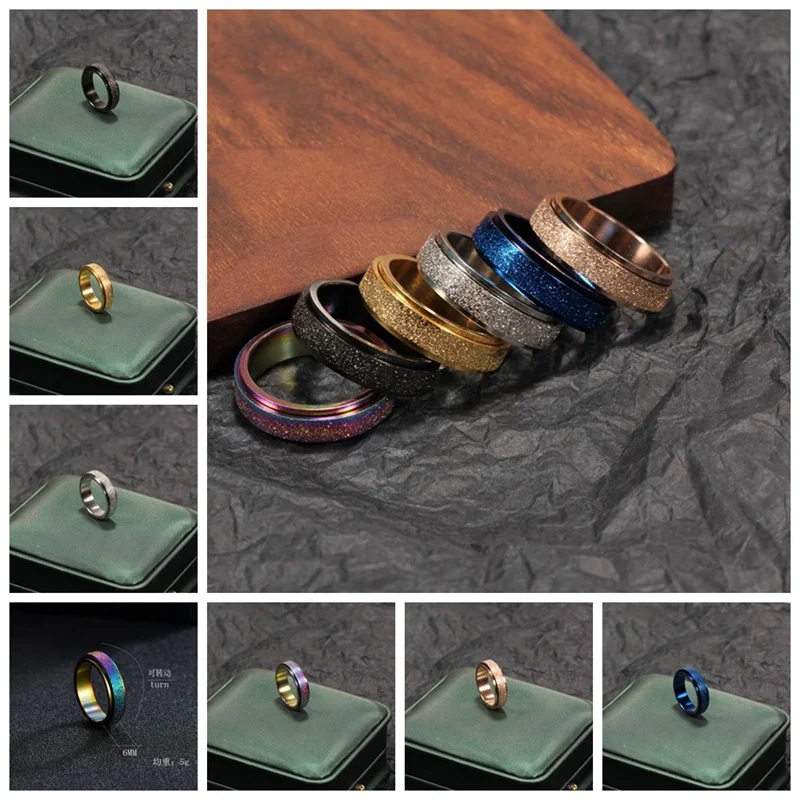 Colorful Dazzling Rose Gold Titanium Steel Frosted Rotating Ring Decompression Jewelry High-quality Personalized Jewelry
Colorful Dazzling Rose Gold Titanium Steel Frosted Rotating Ring Decompression Jewelry High-quality Personalized Jewelry