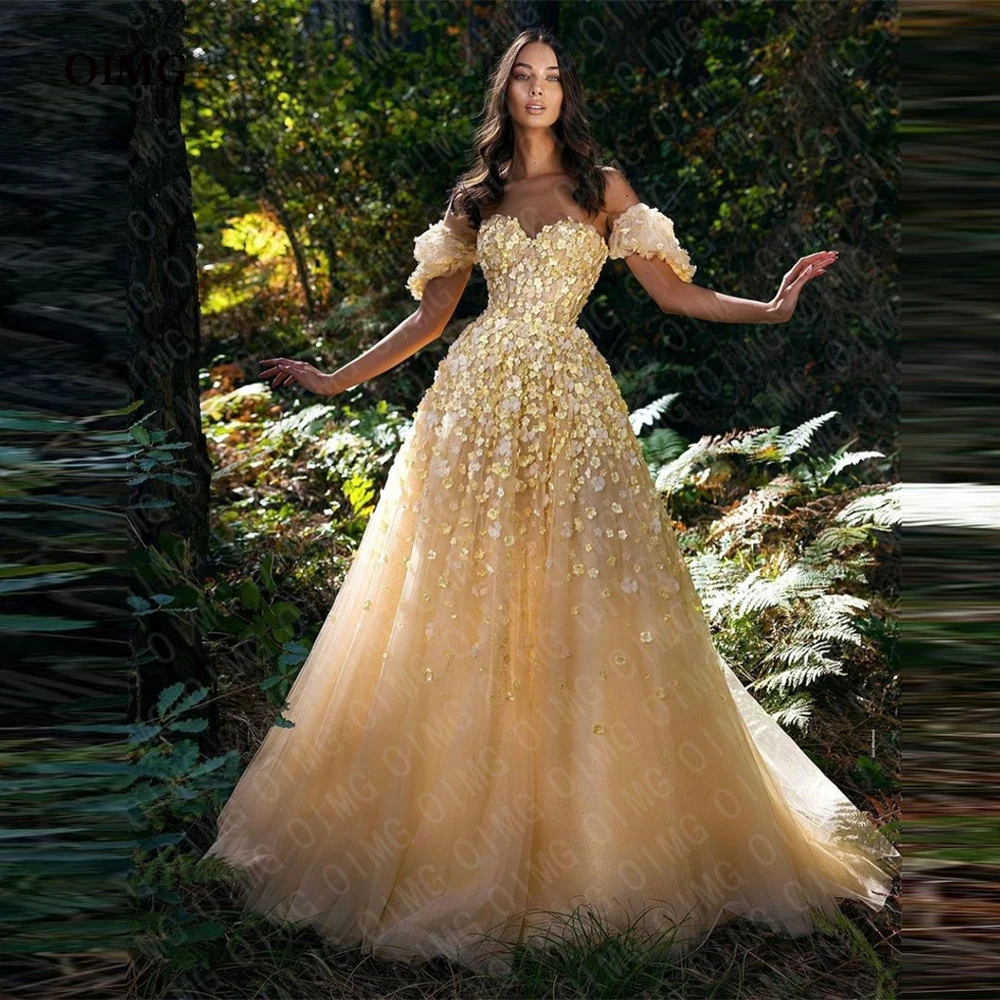 OIMG Yellow Tulle A Line Long Flower Formal Evening Dress Off Shoulde Sweethart Formal Prom Gowns Night Club Dress Vestidos
OIMG Yellow Tulle A Line Long Flower Formal Evening Dress Off Shoulde Sweethart Formal Prom Gowns Night Club Dress Vestidos