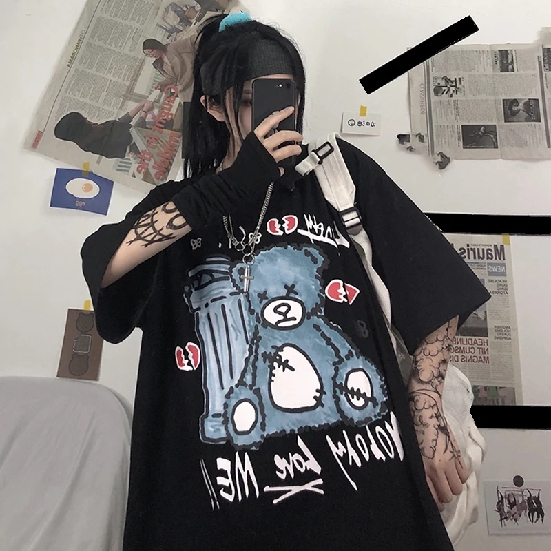 Women Harajuku T Shirt Summer Tshirt for Girl Graphic Tee Tops Long Loose Cartoon Korean Style Ulzzang 90s Kawaii Goth Clothes
Women Harajuku T Shirt Summer Tshirt for Girl Graphic Tee Tops Long Loose Cartoon Korean Style Ulzzang 90s Kawaii Goth Clothes