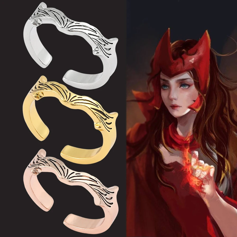 Marvel Superhero Scarlet Witch Ring Avengers Wanda Maximoff Scarlet Witch Cosplay Magic Ring for Women Party Jewelry Gift
Marvel Superhero Scarlet Witch Ring Avengers Wanda Maximoff Scarlet Witch Cosplay Magic Ring for Women Party Jewelry Gift