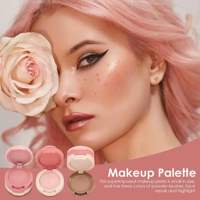 

Bronzer And Highlighter Palette Waterproof High Light Three-dimensional Shadow Concealer 3-In-1 Face Makeup Palettes Accessories