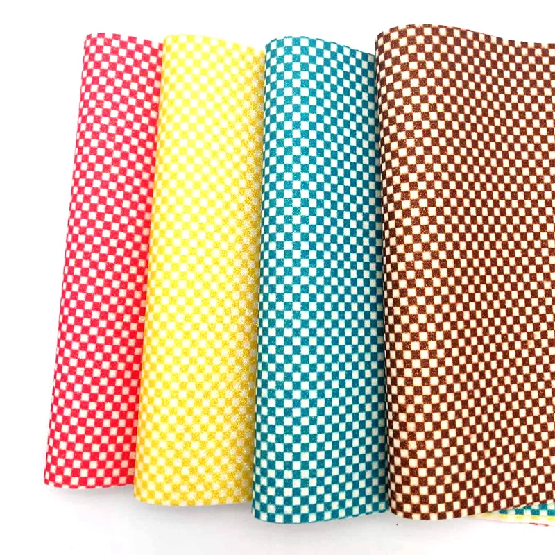 XHT Plaid Pattern Printed Fine Glitter Shiny Multicolored Faux Leather Fabric Sheet for Making Shoe/Bag/Decoration/Craft
XHT Plaid Pattern Printed Fine Glitter Shiny Multicolored Faux Leather Fabric Sheet for Making Shoe/Bag/Decoration/Craft