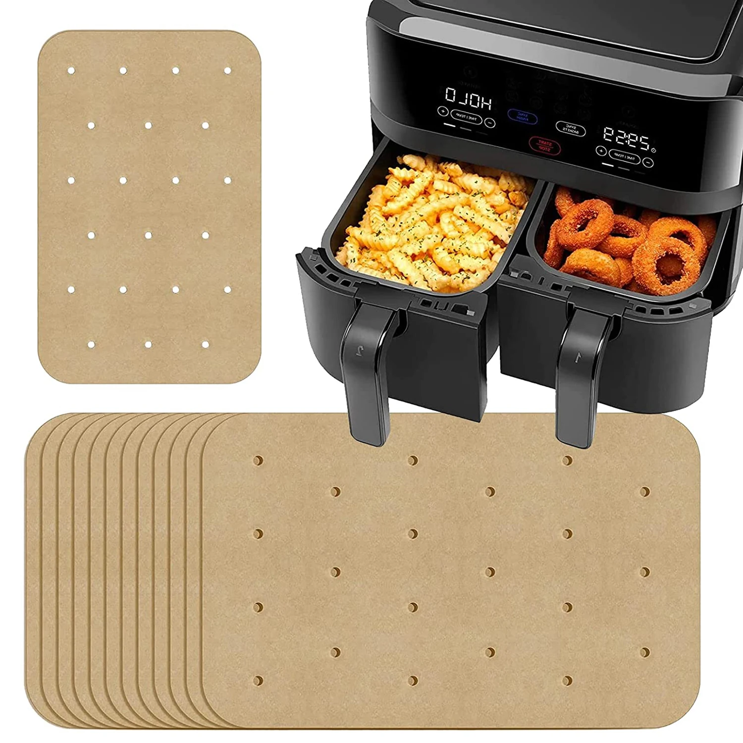 100PCS Unbleached Air Fryer Parchment Paper For Ninja Foodi Dual Air Fryer Nonstick Air Fryer Liners Suitable With DZ201 DZ401
100PCS Unbleached Air Fryer Parchment Paper For Ninja Foodi Dual Air Fryer Nonstick Air Fryer Liners Suitable With DZ201 DZ401