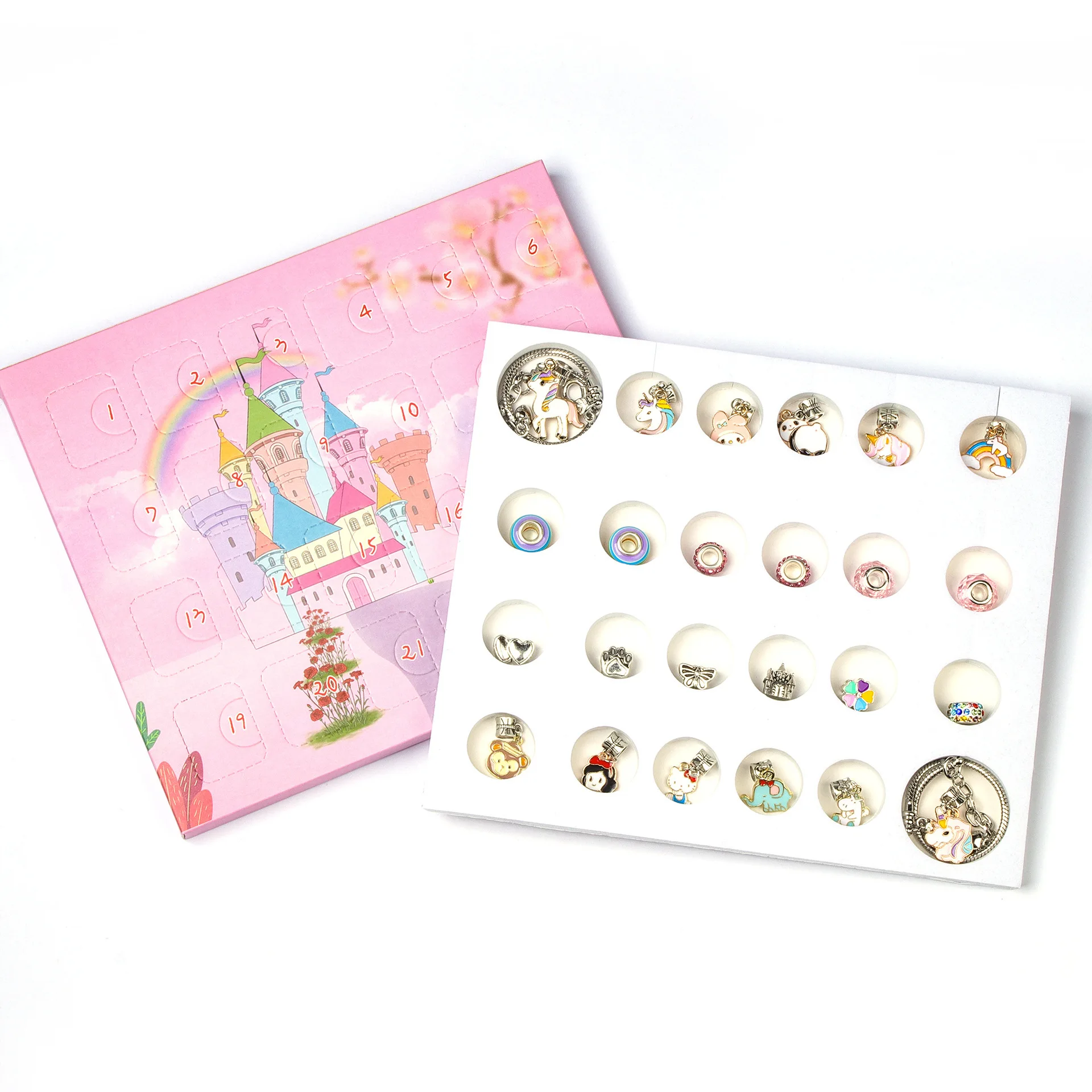 24 Days Christmas Advent Countdown Gift DIY Charm Jewelry Bracelets Making Set Cute Pink Fantasy Castle Gift Box for Girls Kid
24 Days Christmas Advent Countdown Gift DIY Charm Jewelry Bracelets Making Set Cute Pink Fantasy Castle Gift Box for Girls Kid