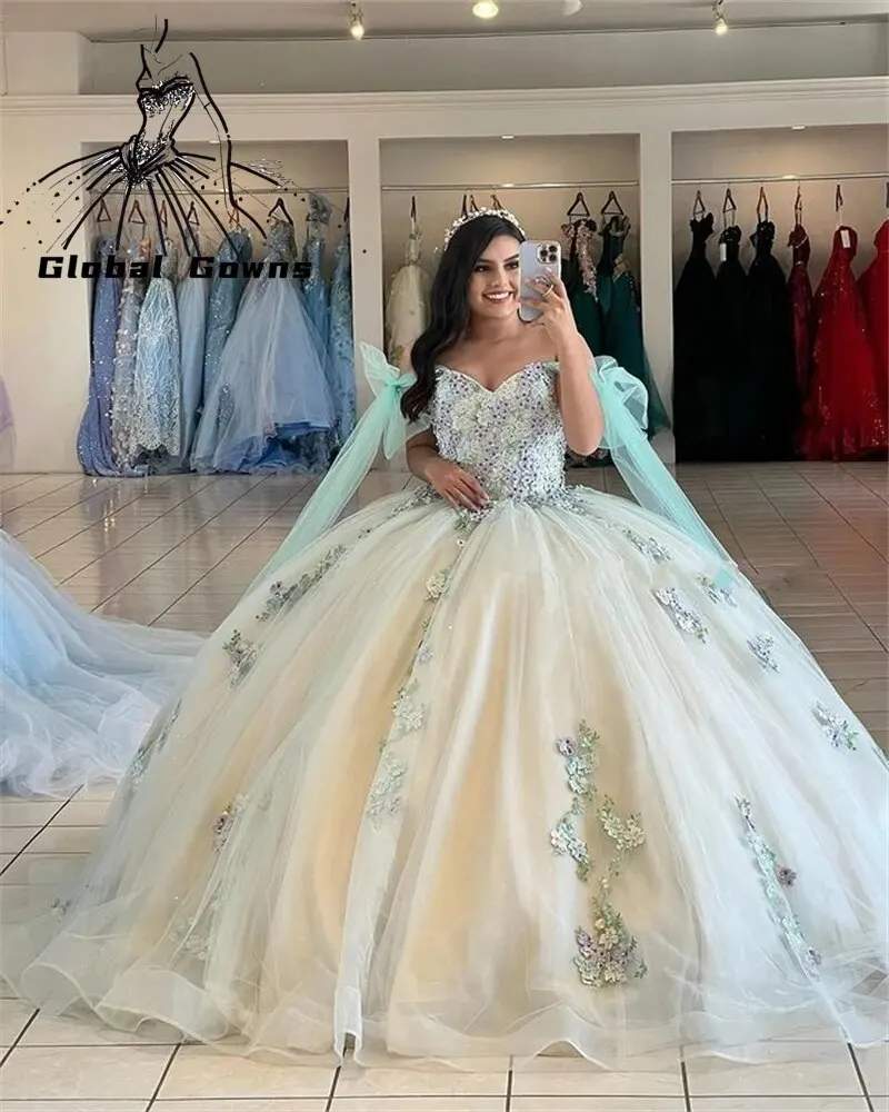 2024 Princess Off The Shoulder Ball Gown Quinceanera Dress Beaded Birthday Prom Dresses Appliques Graduation Gown Lace Up Back 
2024 Princess Off The Shoulder Ball Gown Quinceanera Dress Beaded Birthday Prom Dresses Appliques Graduation Gown Lace Up Back
