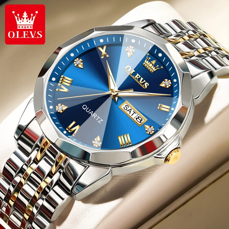 OLEVS Watches 9931 Rhombus Mirror Original Quartz Clock for Man Waterproof Luminous Stainless Steel Male Date Week Wristwatch
OLEVS Watches 9931 Rhombus Mirror Original Quartz Clock for Man Waterproof Luminous Stainless Steel Male Date Week Wristwatch