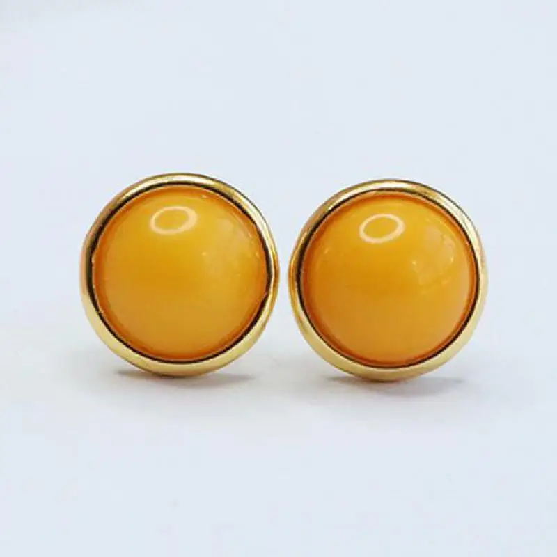 

100% Natural Amber Stud Earrings S925 Sterling Silver Jewelry Women Genuine Baltic Yellow Ambers Golden Silver Ear Studs Earring